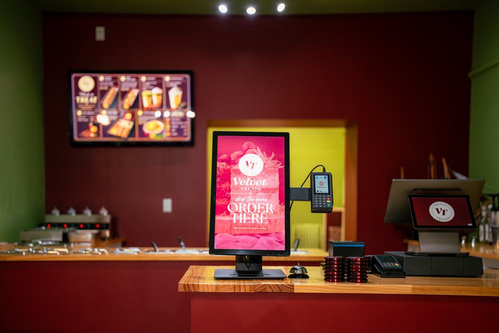The order counter with its menu boards overhead